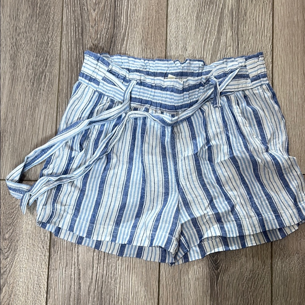 Rewind High Waist Blue and White Striped Shorts